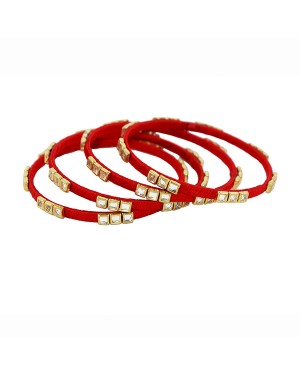 Red Silk Thread Bangle Set